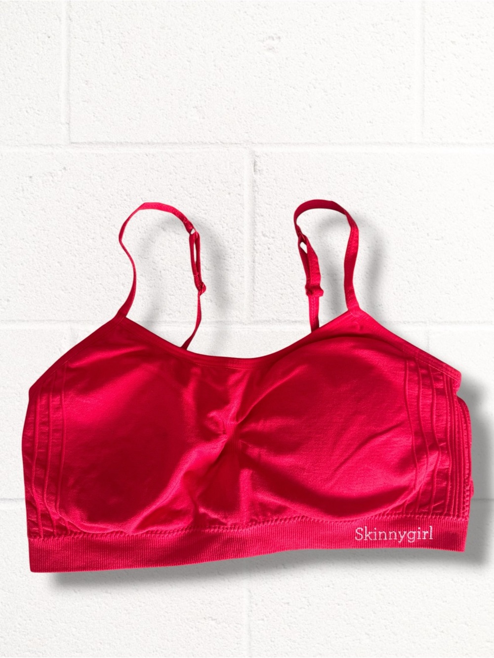 Skinnygirl Red Padded Sports Bra, Large